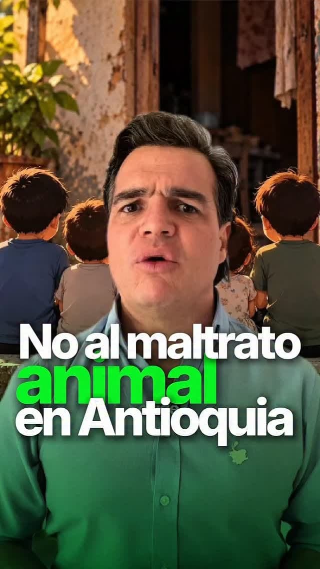 Alejandro Arbeláez A. habla a cámara con camisa verde; detrás, una ilustración de niños